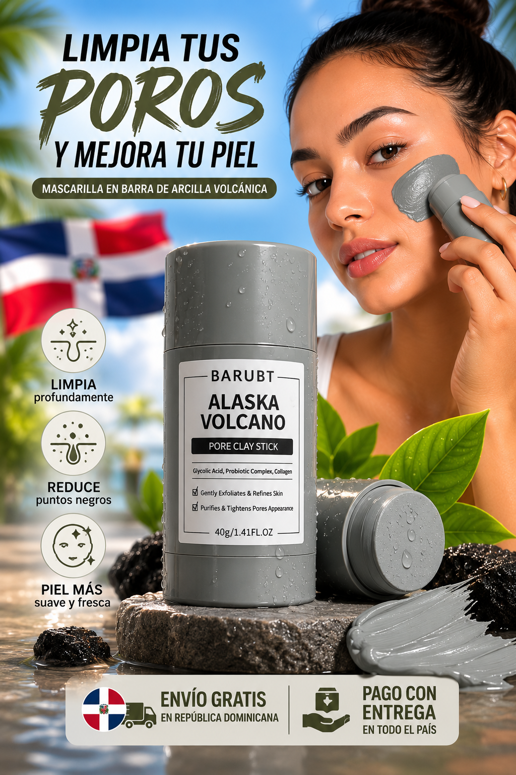 Mascarilla en Barra de Arcilla Volcánica para Poros – Barubt