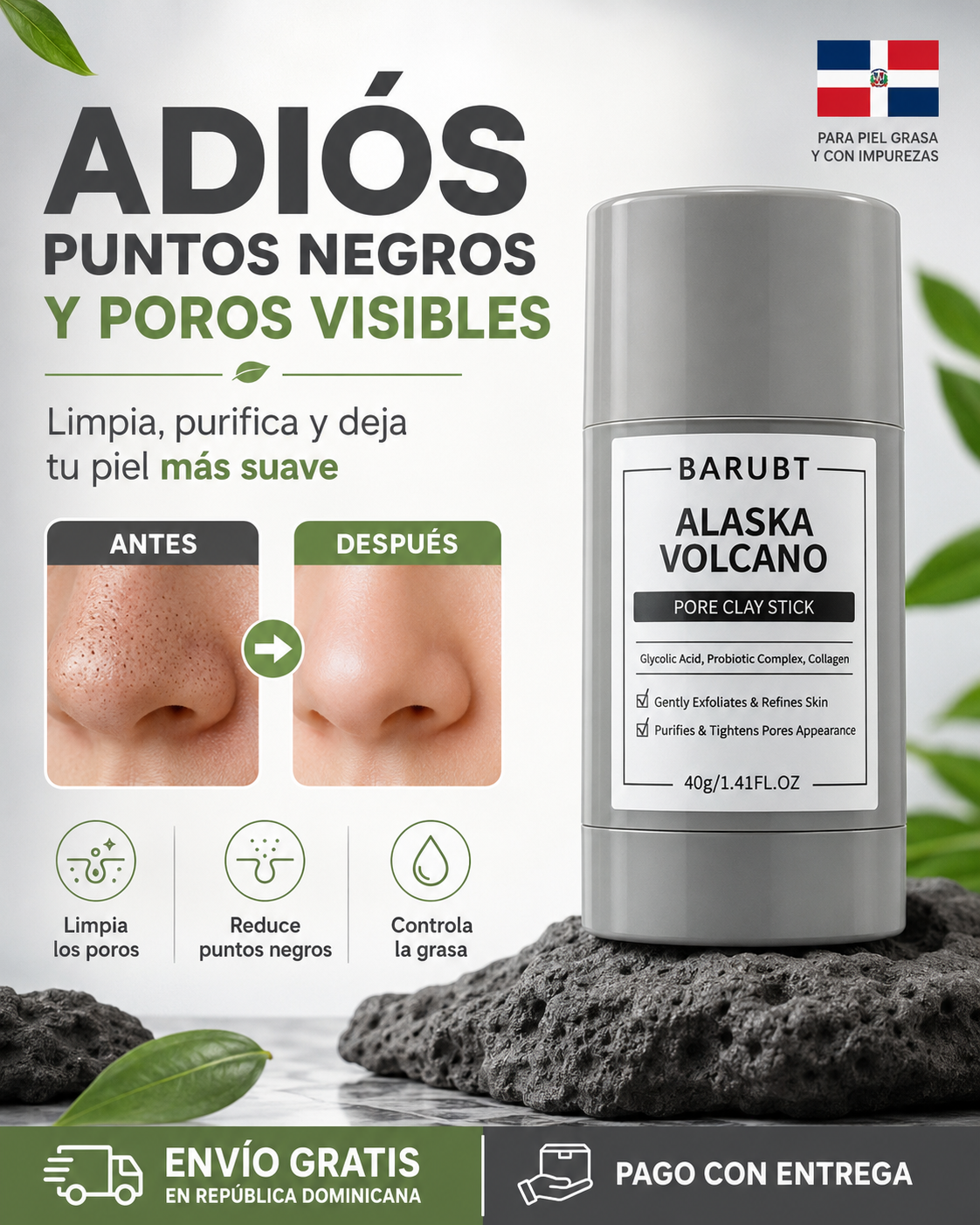 Mascarilla en Barra de Arcilla Volcánica para Poros – Barubt