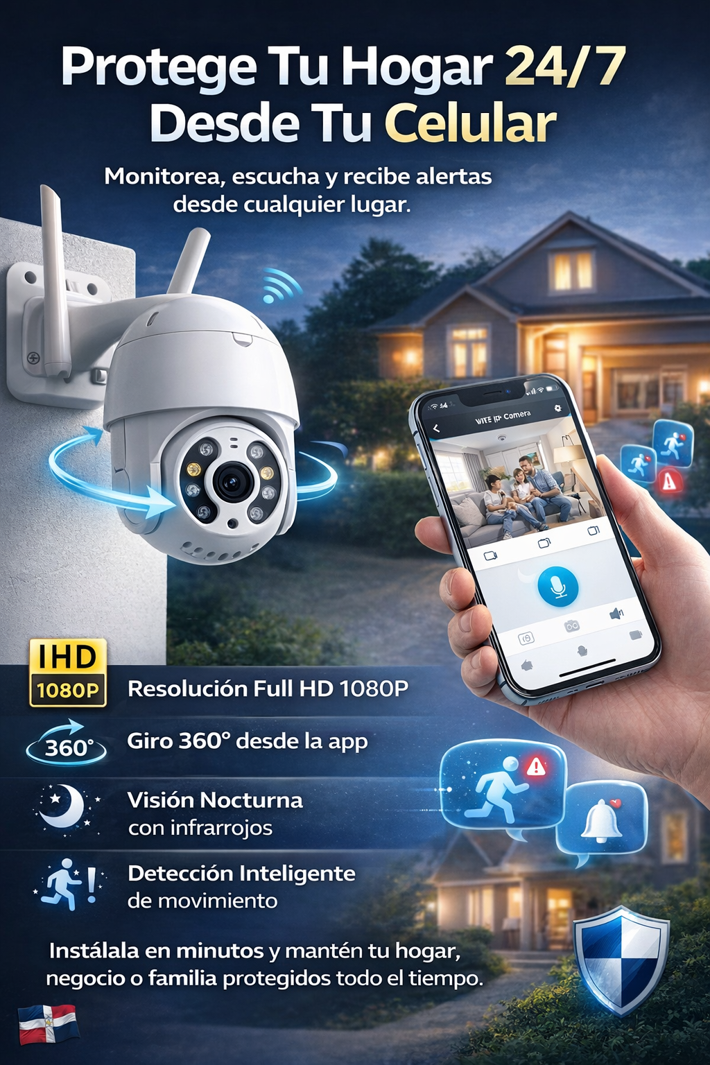 Cámara IP WiFi 1080P 360°