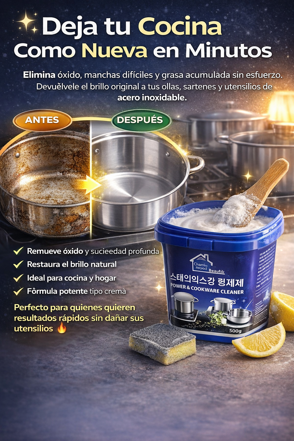 Removedor de Óxido y Manchas para Acero Inoxidable