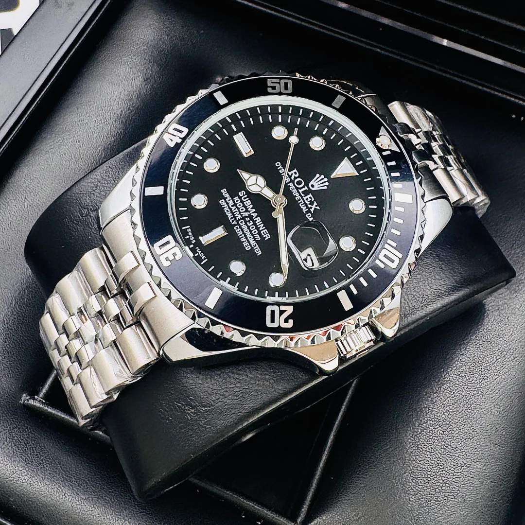 Rolex Submariner Plateado-Negro (Estilo Lujo)